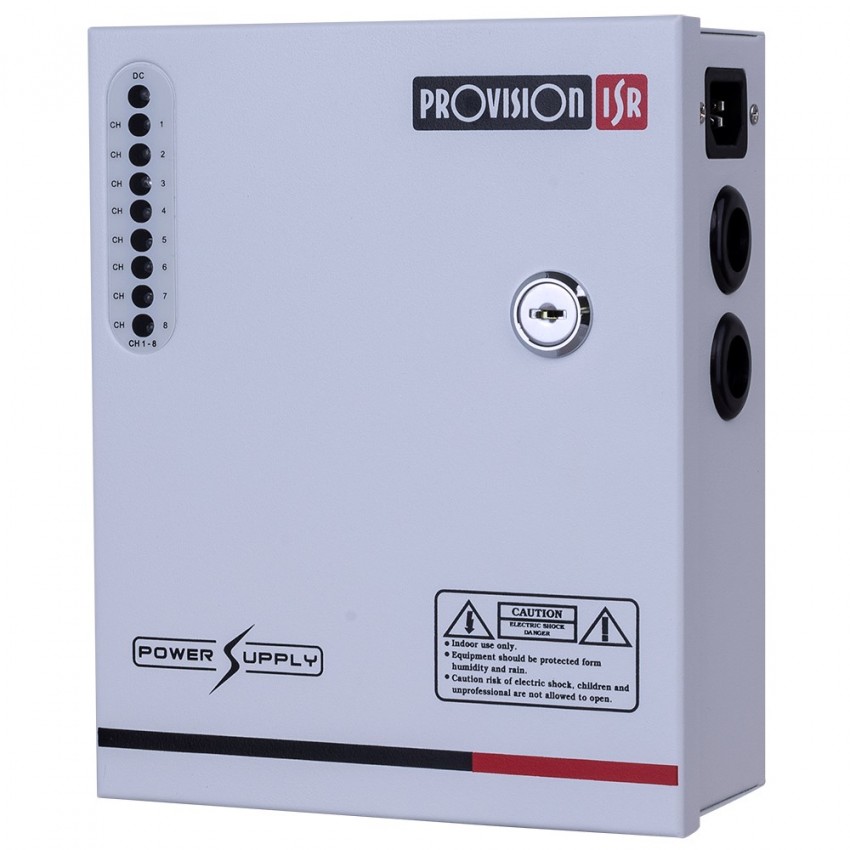 5A 12V ספק כח מרכזי ממותג ומזווד ל 8 מצלמות